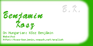 benjamin kosz business card