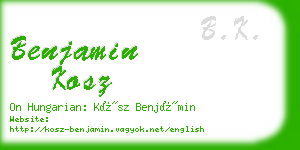 benjamin kosz business card